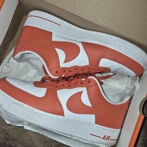 Nike Air Force 1 Low-Top Sneakers in Orange & White